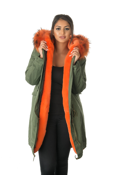 Stonetail | Women's Orange Fur Parka Coat