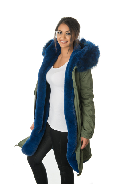 stonetail blue fur parka coat