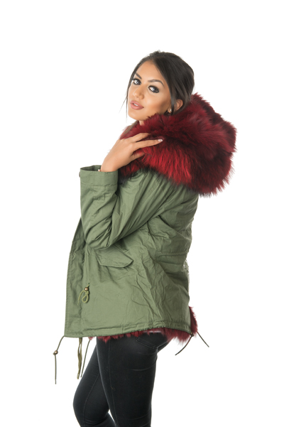 ruby red fox fur real fur hood