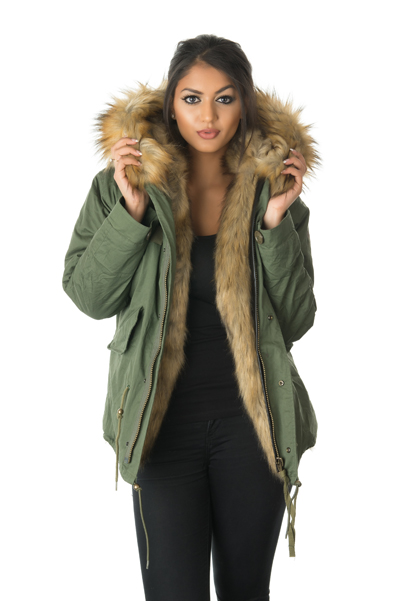 faux fur lined parka jacket