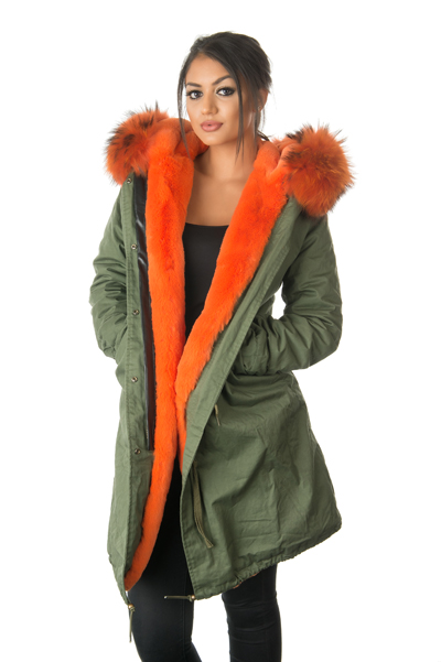 Stonetail | Women's Orange Fur Parka Coat