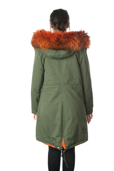 orange fur parka coat back