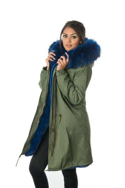 stonetail blue fur parka coat